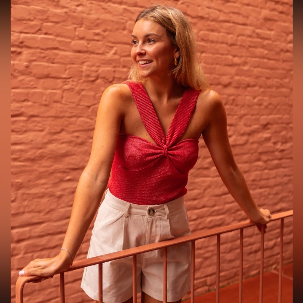 Easy Clothes Glittery Red Sekou Top